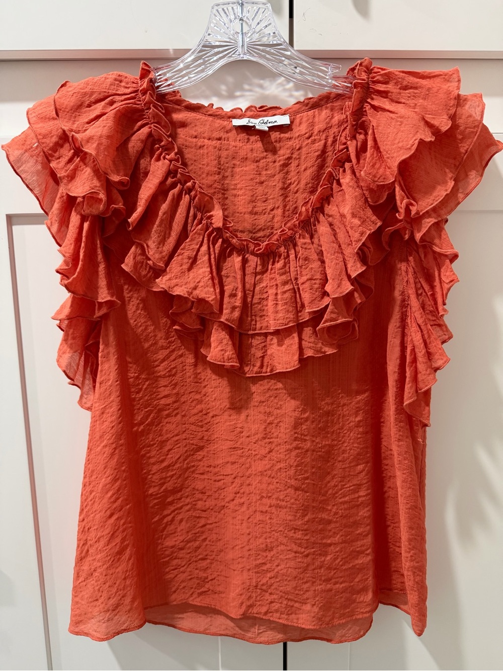 Sam Edelman Ruffled V-Neck Sleeveless Top - Coral